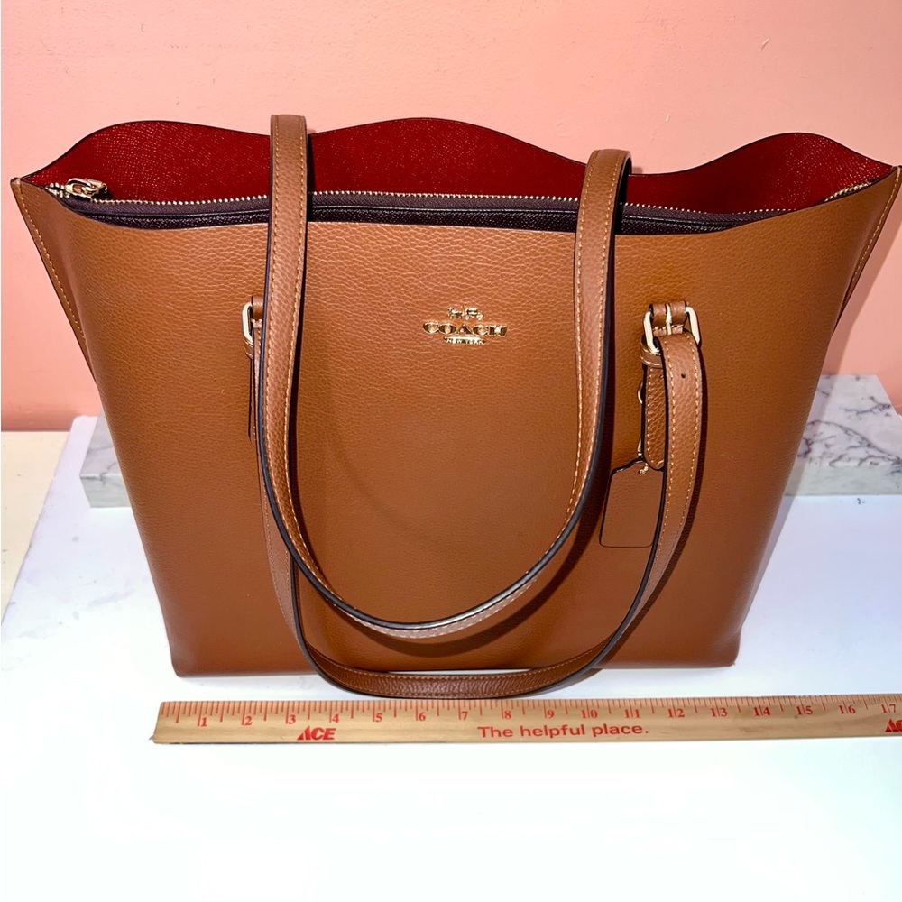 Coach Brown and Red Tote Bag